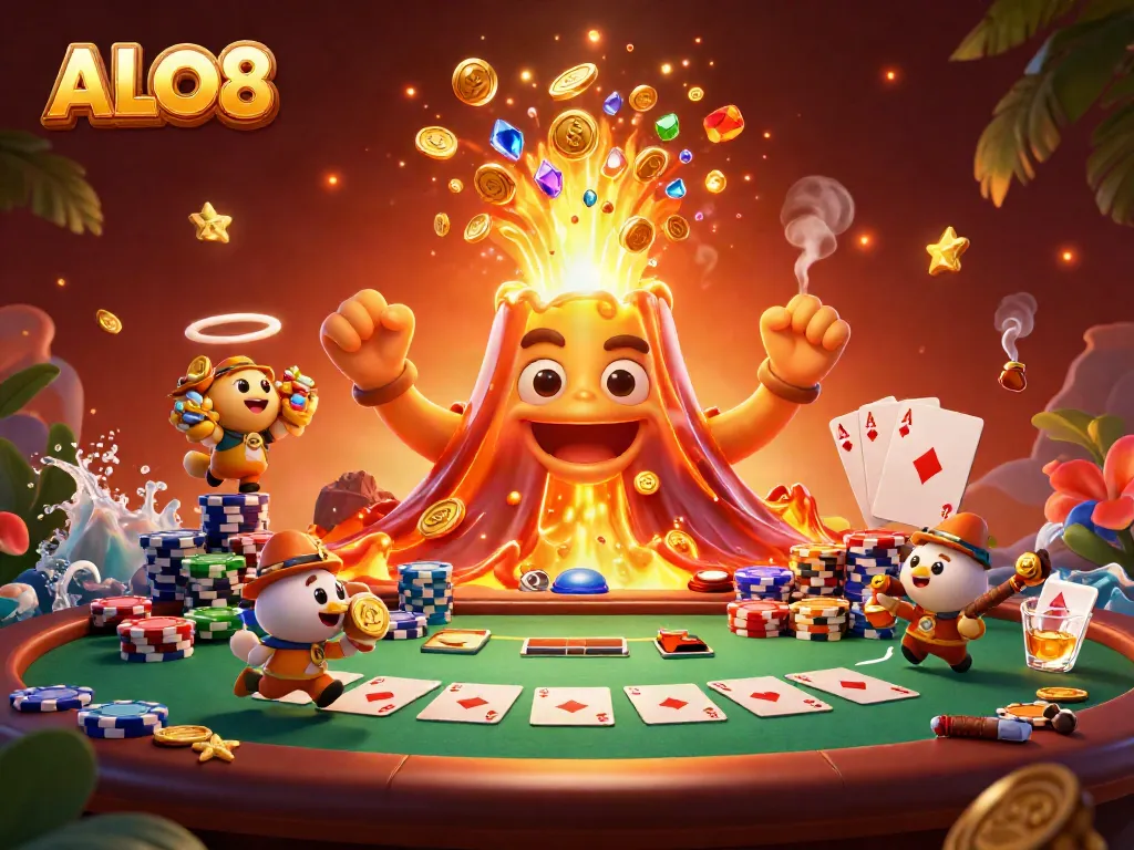 Play thrilling games at ALO8 as golden treasures erupt amidst poker dynamics and adventure.