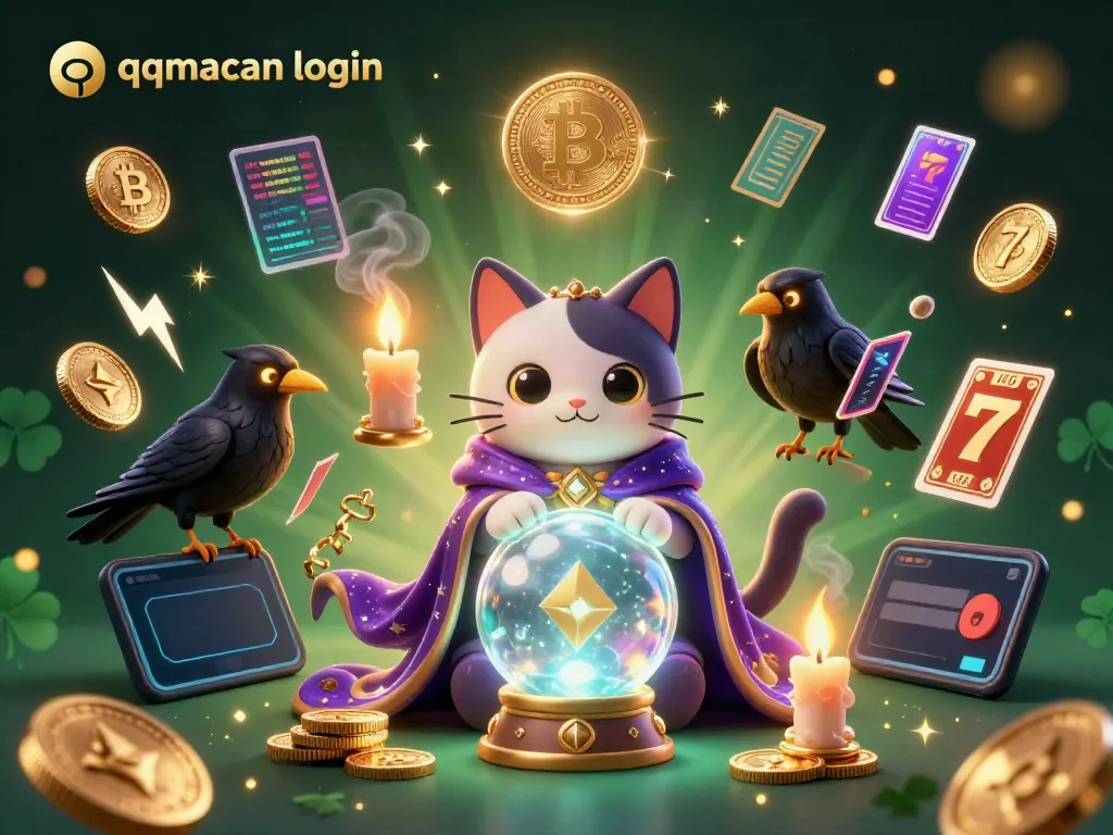 Engage with the mystic elements in this dynamic illustration showcasing the "qqmacan login" experience in an online casino.