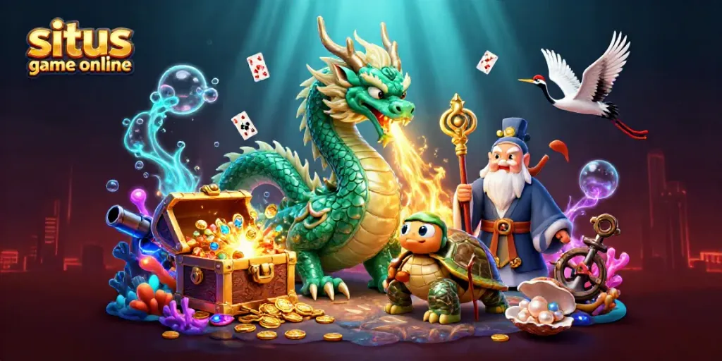Immerse in the world of situs game online with a captivating scene featuring mystical characters and riches.