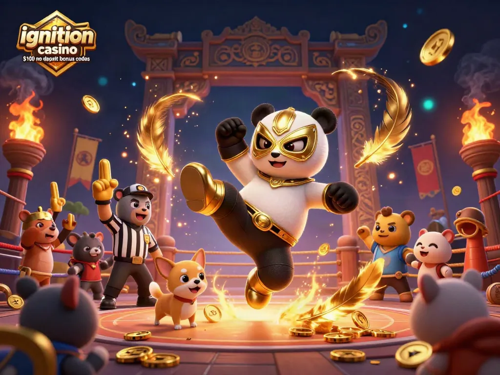 Engage with ignition casino $100 no deposit bonus codes in a vibrant, action-filled illustration at a thrilling casino arena.