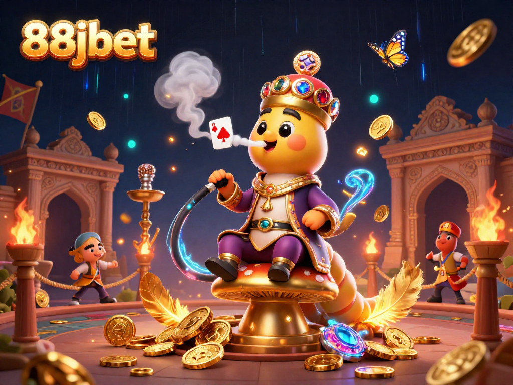 Win big with 88jbet in vibrant 3D casino illustration featuring poker symbols and gold coins.