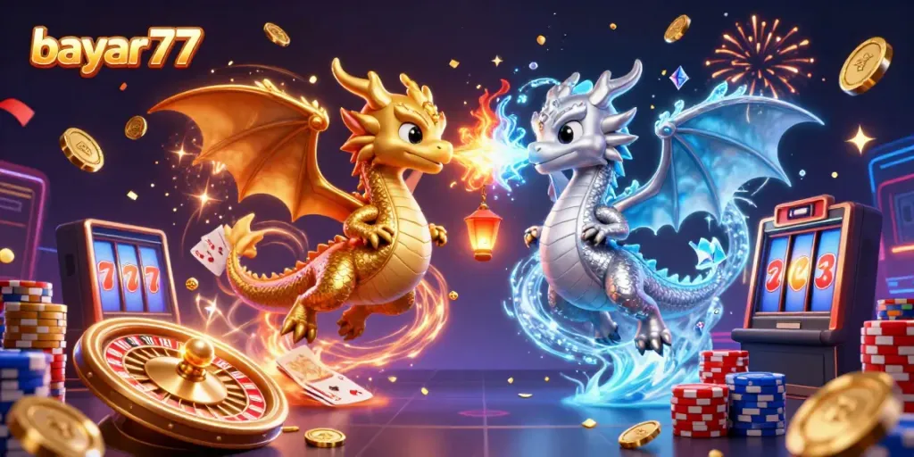 Experience thrilling gameplay in bayar77 with dynamic dragons, coins, and casino elements.