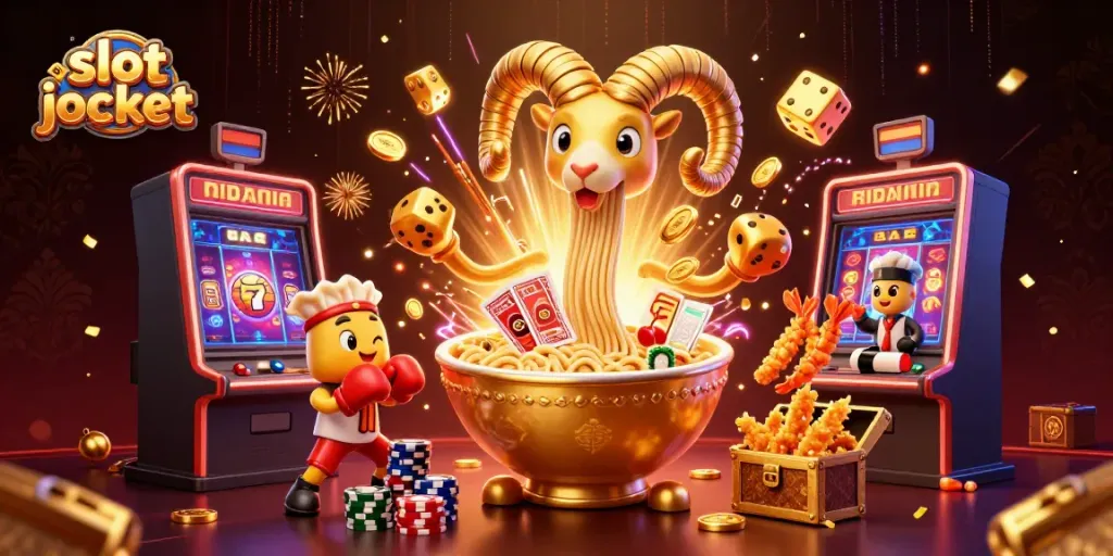 Engaging 3D illustration showcasing a slot jackpot theme with colorful characters and casino elements.