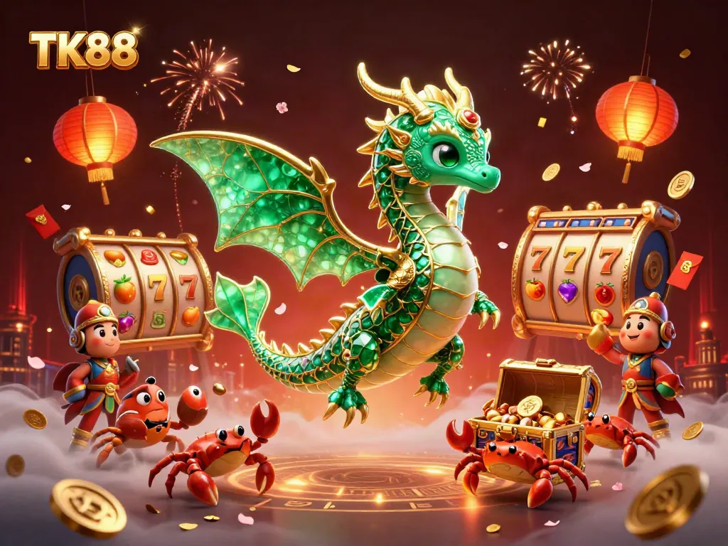TK88 engages players with exciting slot reels, cherry blossoms, and dazzling casino visuals.