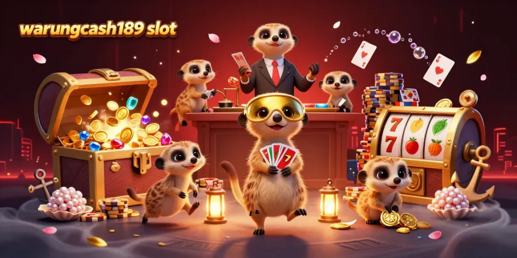 Experience the thrill of warungcash189 slot with meerkats leading a colorful casino adventure.