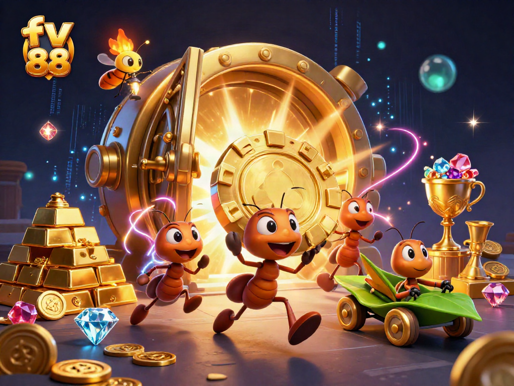 Engage with fv 88 as ants orchestrate an epic casino heist in a vibrant 3D adventure.