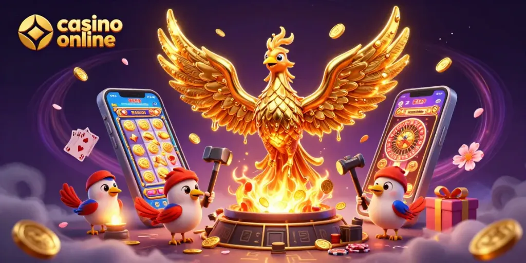 Menangkan jackpot dengan permainan casino online memukau yang penuh emas dan koin.
