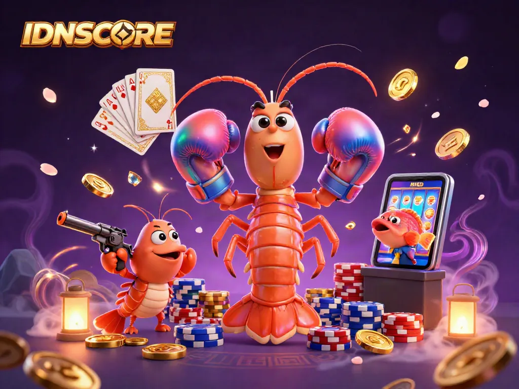 Experience exciting betting at IDNSCORE with vibrant characters and casino elements in a lively gambling scene.