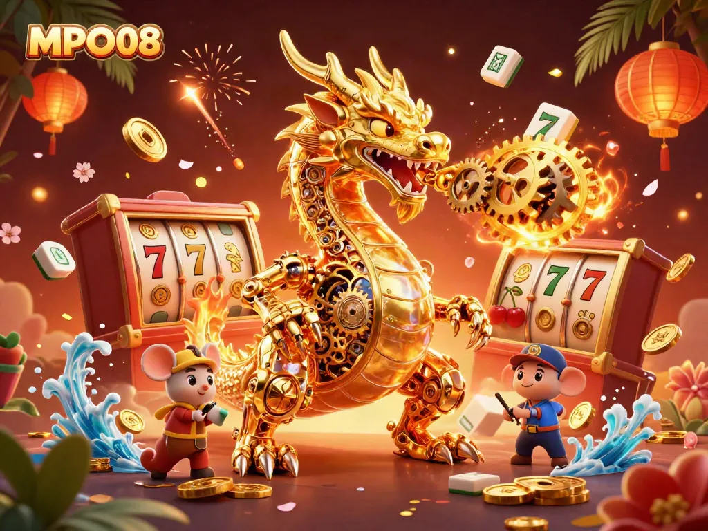 Engage with MPO08 by spinning vibrant slot reels adorned with golden dragons and dynamic symbols.