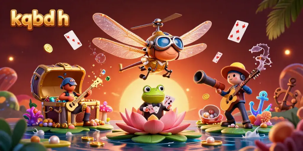 Engage with kqbd h in a vibrant 3D scene featuring themed gambling characters, rich visuals, and casino elements.