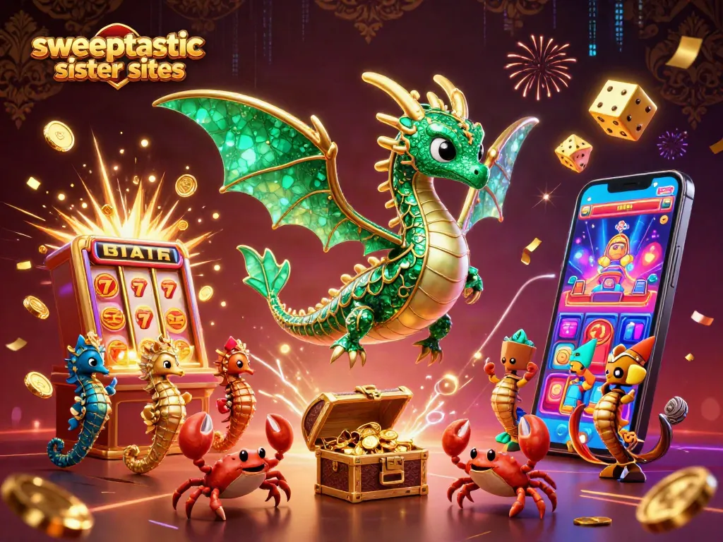 Engage with Sweeptastic sister sites through vibrant 3D casino games and winning jackpot actions.