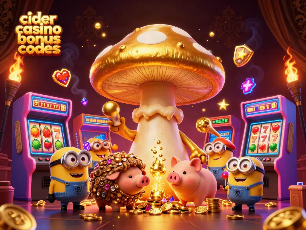 Experience the excitement of cider casino bonus codes in a vibrant 3D casino scene.