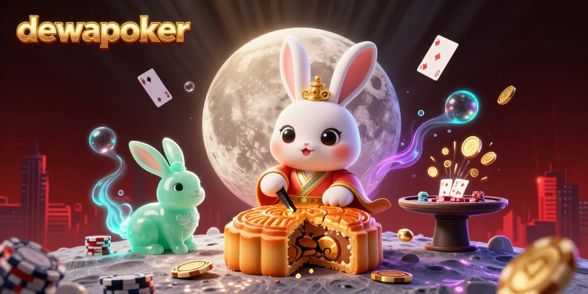 Play poker and win big at Dewapoker with a vibrant 3D illustration showcasing thrilling casino elements.