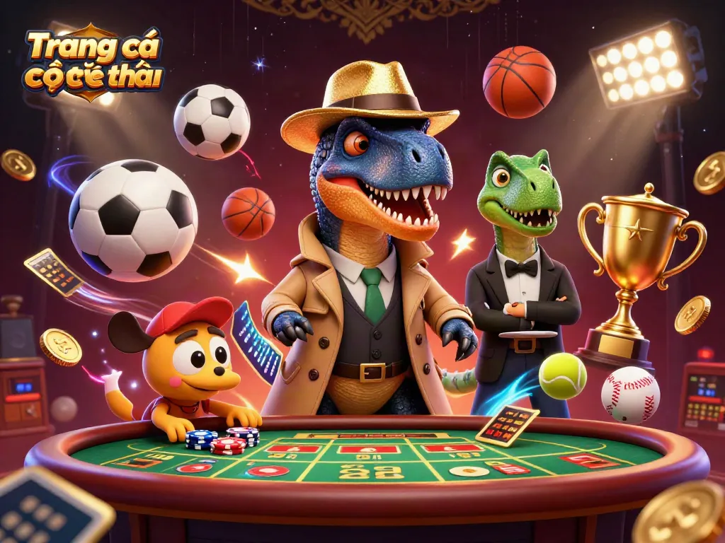 Experience Trang cá cược thể thao in a vibrant scene with animated sports characters and rich betting elements.