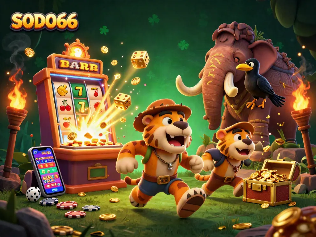 SODO66 players enjoy thrilling slot machine experiences in a vibrant casino environment.