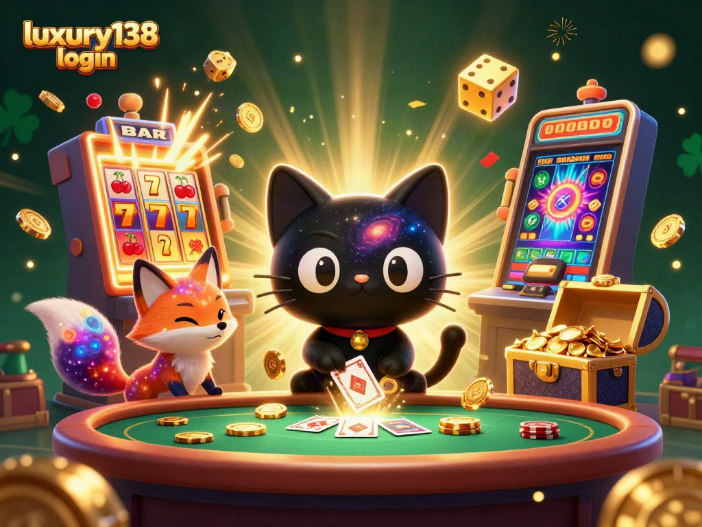 Login luxury138 untuk bermain slot dengan kucing bermuatan galaksi dalam kasino.