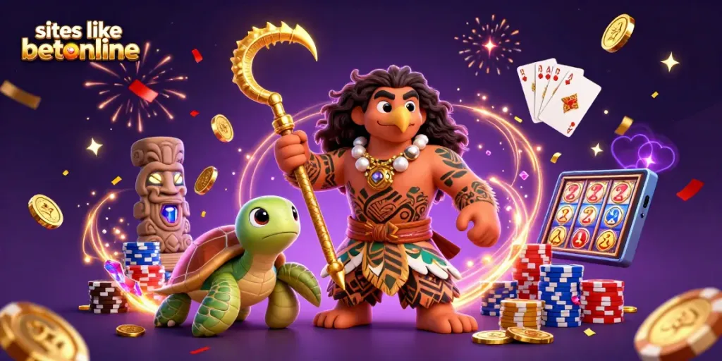 Experience exciting gameplay with sites like betonline, showcasing vibrant characters and gambling elements.