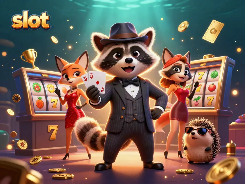 Experience the thrill of slot gaming with this vibrant 3D illustration featuring casino elements.