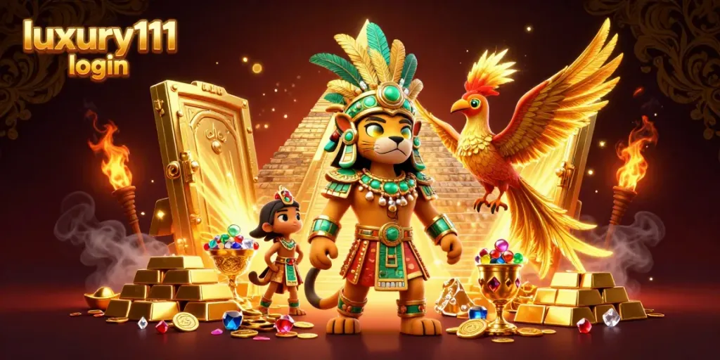 Experience the thrill of luxury111 login with this captivating 3D casino scene filled with treasures.