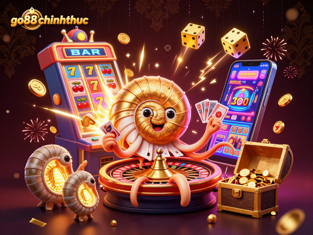 Experience go88chinhthuc's vibrant casino adventure filled with jackpots, neon lights, and immersive gaming.