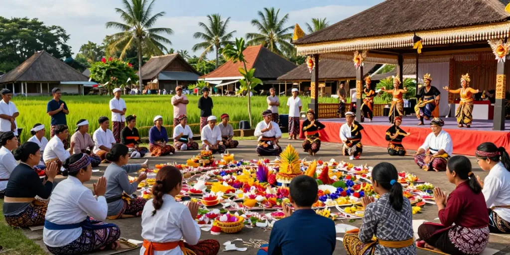 Colorful celebration at parisada.org cultural festival in Bali.