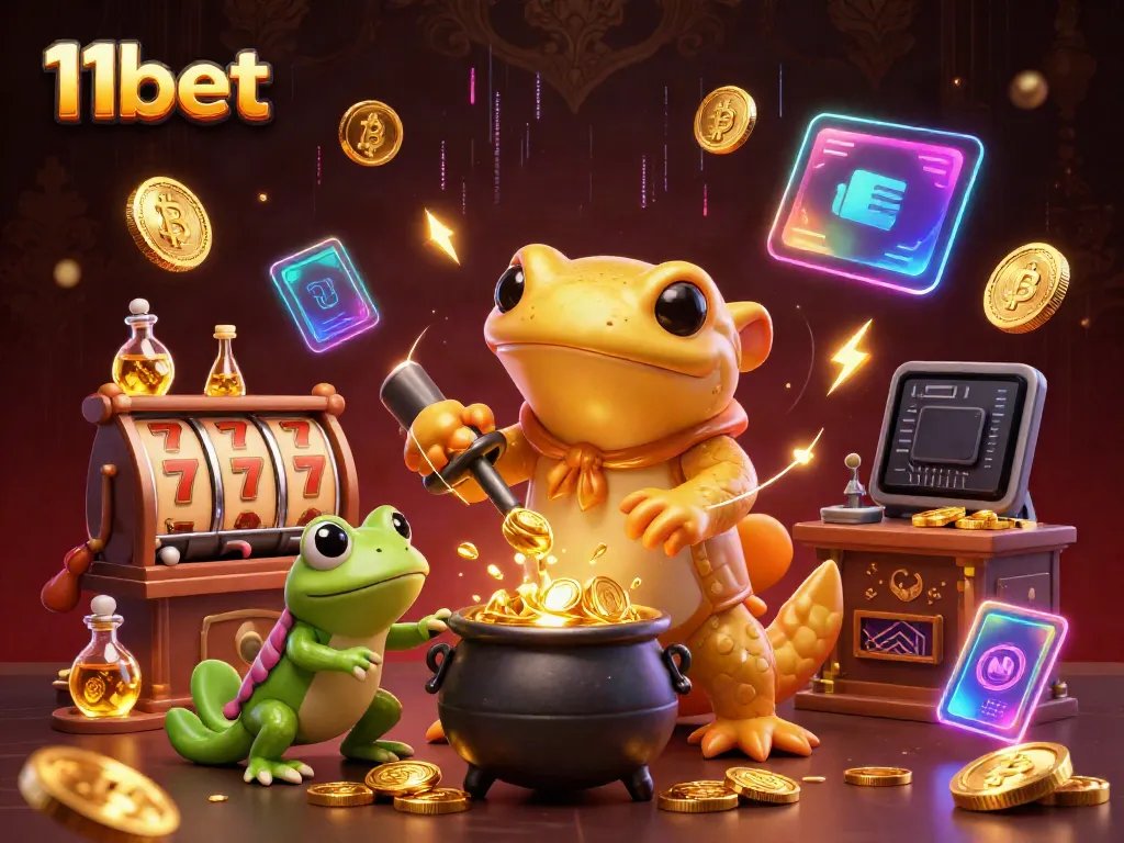 Experience thrilling gameplay at 11bet with a fantasy scene of alchemy and luck in a vibrant cartoon world.