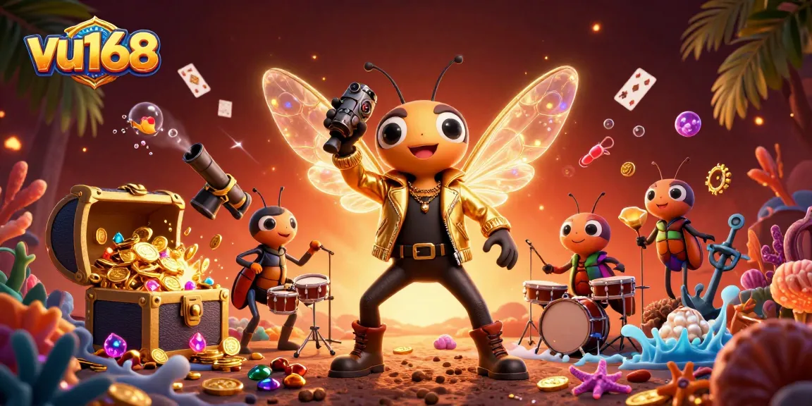 Engage with the thrilling world of vu168 as a cicada rock star leads an undersea casino adventure with treasures.