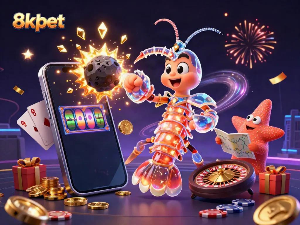 Experience thrilling gambling excitement with 8xbet's vibrant casino illustration showcasing stunning slot games.