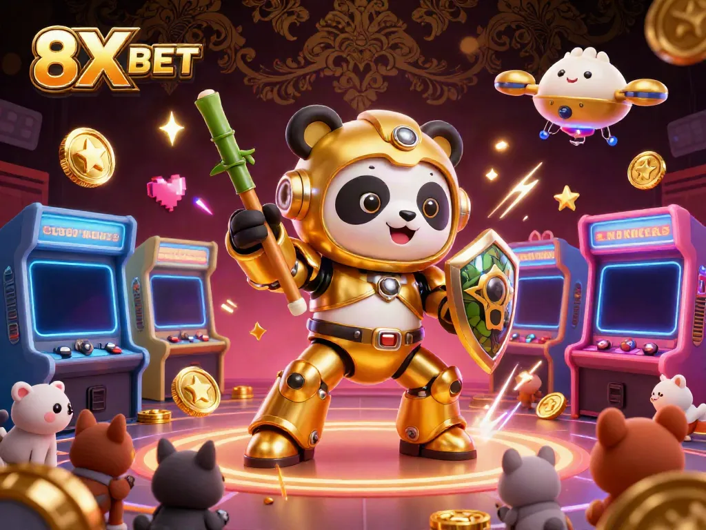 Experience the excitement of gaming with the ultra-detailed 3D scene featuring 8X BET in an engaging arena.