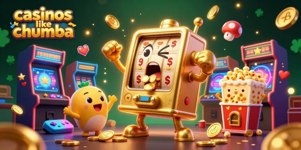 Experience exciting gameplay at casinos like Chumba with this vibrant illustration of slot machines winning.