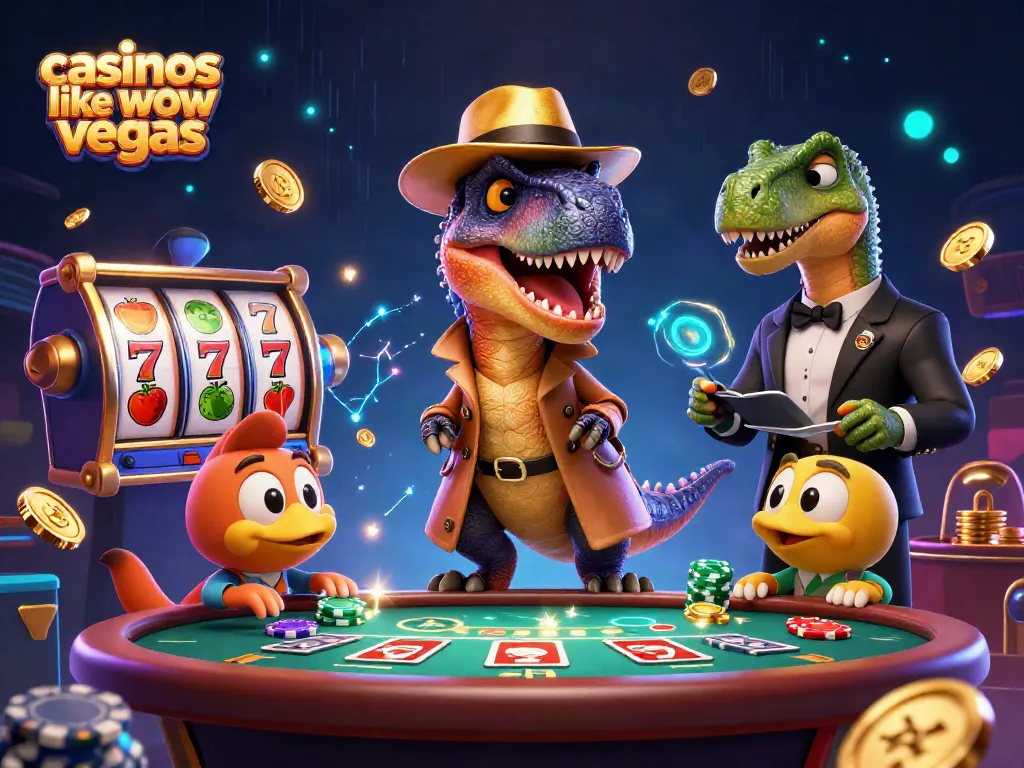 Enjoy the thrill at casinos like WOW Vegas with dynamic slot reels and playful characters.